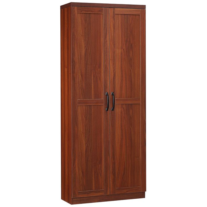 63" Brown Dining Room Cabinet: 2-Door, 5-Tier Shelving