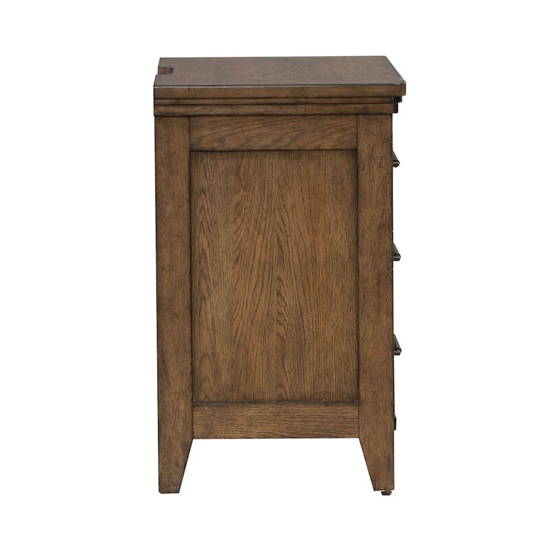 Liberty Furniture Bedroom Nightstand with AC USB Charging Station Station  - Amber Brown Wood image number 3