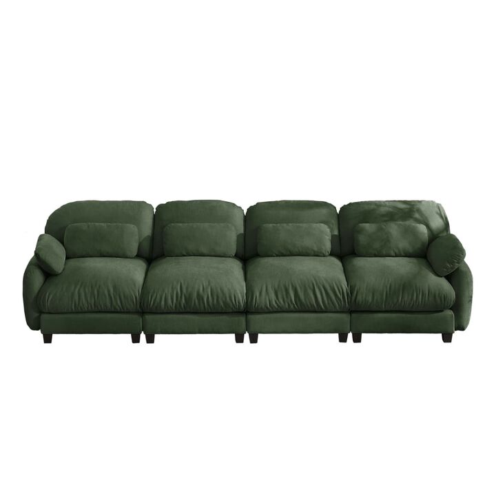 4 seat oversized modular sofa couch, Chenille cloud sofa with deep seats and lumbar pillows, Modern sofa couch for spacious living room