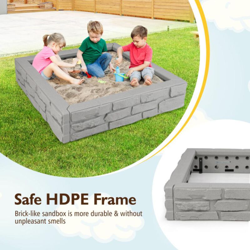 Hivvago 2-In-1 HDPE Kids Sandbox with Cover and Bottom Liner