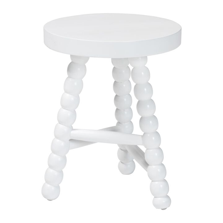 bali & pari David Acacia Wood Multipurpose Accent Stool - Turned Bobbin Decorative Side ottoman with Tripod Base