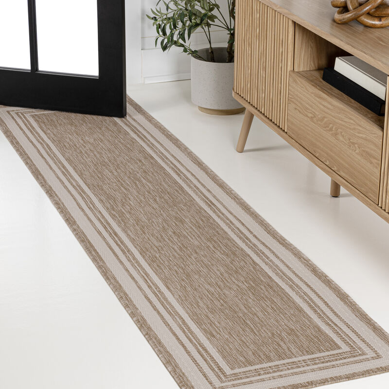 Lido Traditional Casual Pinstripe Border Indoor/Outdoor Area Rug