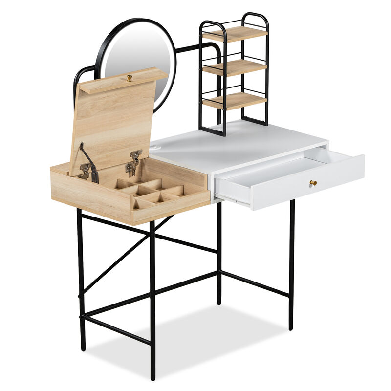 Merax Makeup Vanity Desk with 3-Mode Lighted Mirror