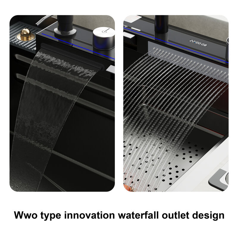 FUFU&GAGA Stainless Steel Bathroom Sink with Intelligent Control Center and Accessories,( 31.5" W x 17.7" D x 8.7" H),Black