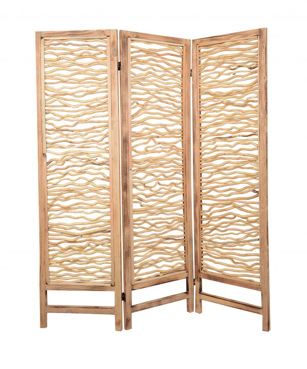 3-Panel Foldable Wood Screen for Room Divider and Privacy in Home or Office
