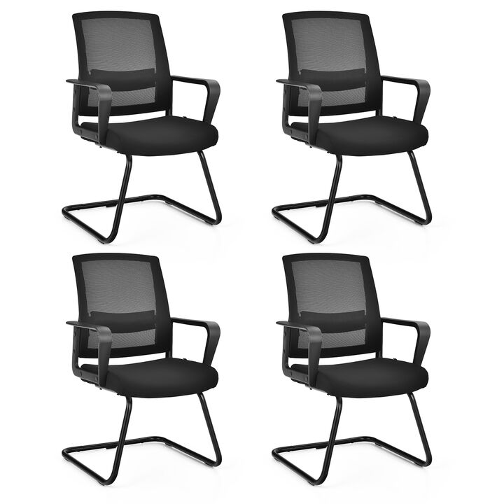 Costway Set of 4 Conference Chairs Mesh Reception Office Guest Chairs w/ Lumbar Support