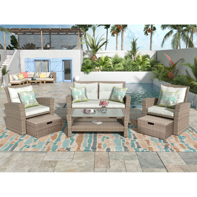 Streamdale 4-Piece Outdoor Wicker Conversation Set