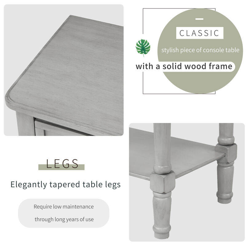 Narrow Console Table, Slim Sofa Table with 3 Storage Drawers and Bottom Shelf