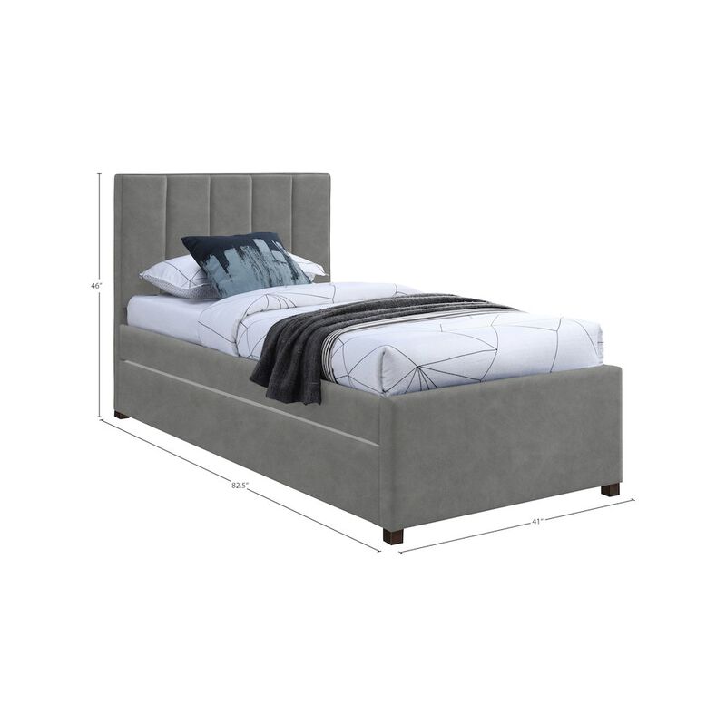 Meridian Furniture Hudson Grey Vegan Leather Twin Trundle Bed