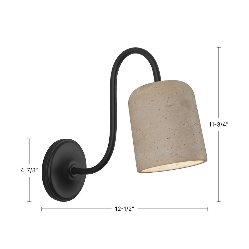 Bromley 5-in Damp-Rated Wall/Vanity Light with Natural Travertine Shade image number 9