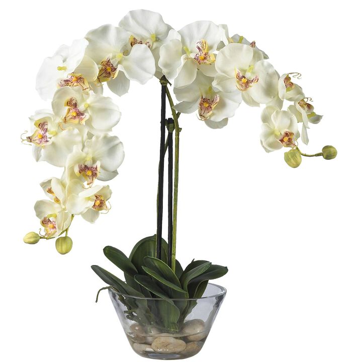 Nearly Natural 18-in Phalaenopsis w/Glass Vase