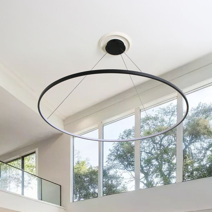 45.3 inch Circle Chandelier Round Kitchen Island Pendant Remote Dimmable