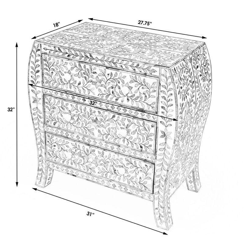 Butler Specialty Trubadur and Bone Inlay 3 Drawer Chest, White and Blue image number 8