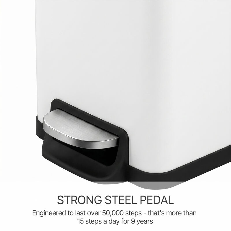 Innovaze 11.9 Gal./ 45 Liter  Slim Stainless-Steel-Made Matt White Step-on kitchen Trash Can image number 9