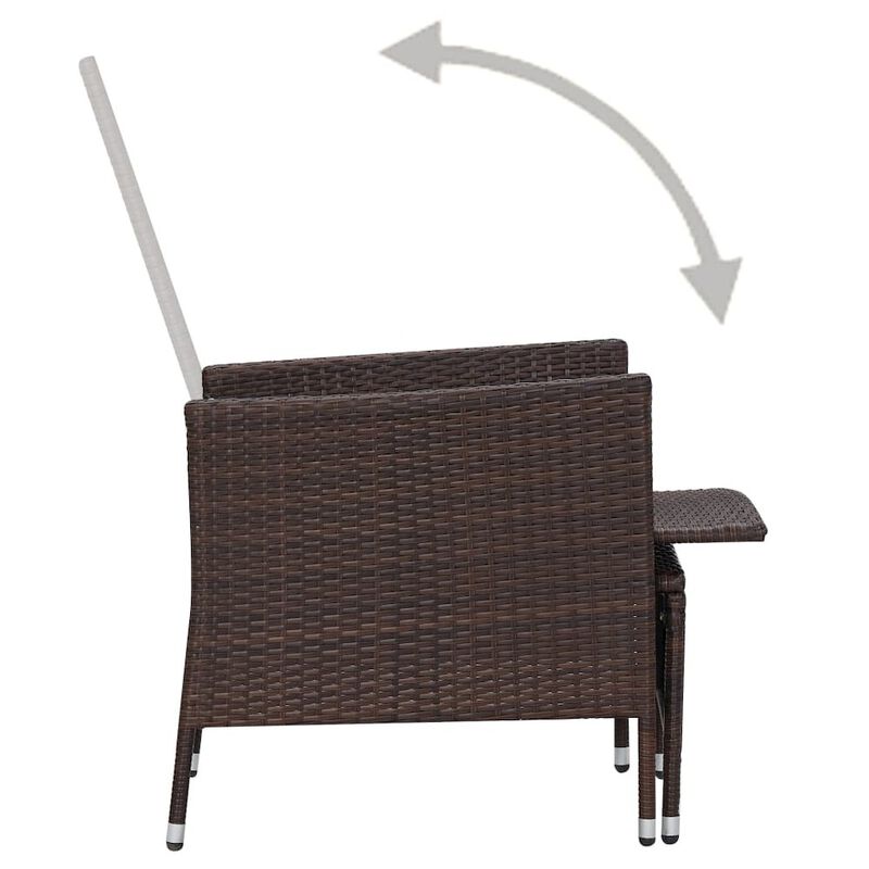 Armchair Brown PE rattan Standard Adjustable Armrests Armchair