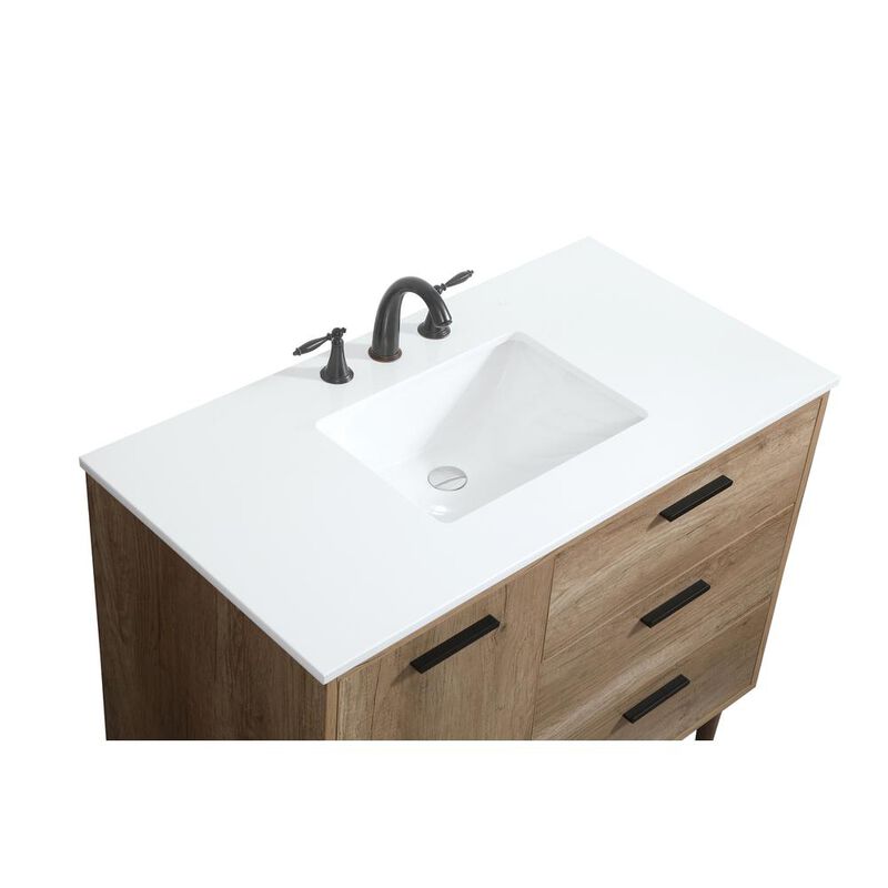 Elegant Kitchen and Bath 42 inch Single bathroom vanity in natural oak
