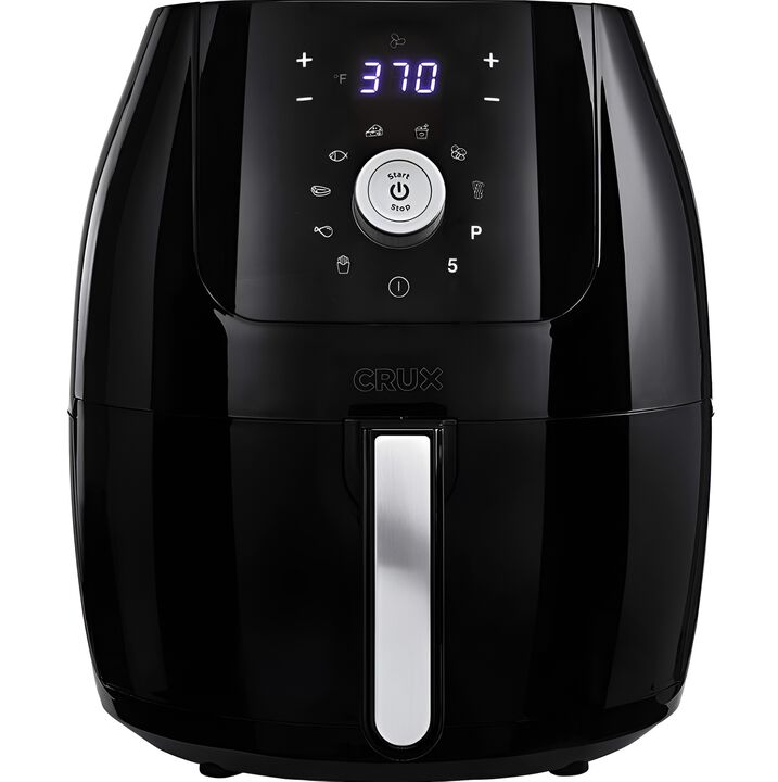 CRUX Digital Air Fryer, 1700 Watts, 6 Quart, Carrying Handles, Energy Efficient, Non-Stick, Black
