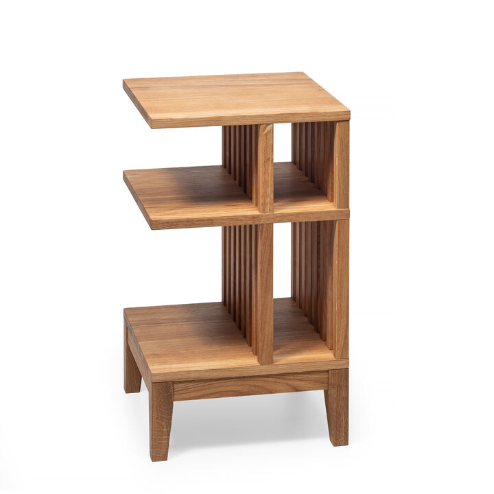Unfinished Solid Oak Hardwood Stand with Three Shelves - High-end Modern Farmhouse Side Table