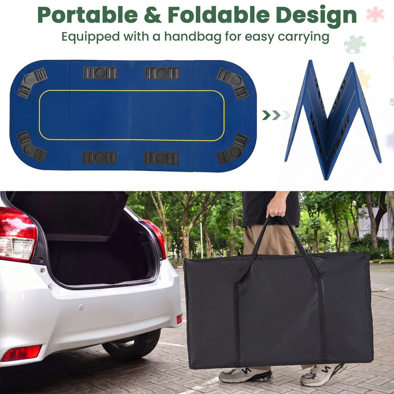 Foldable Poker Table Top for 8 Players with Cup Holders and Carrying Bag image number 7