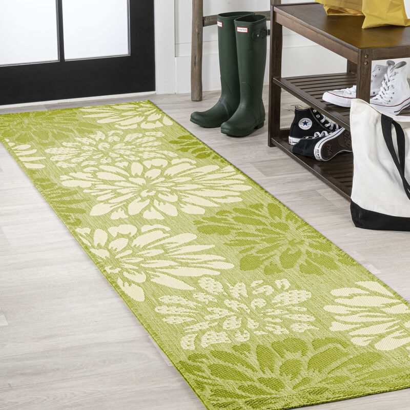 Zinnia Modern Floral Textured Weave Indoor/Outdoor Area Rug