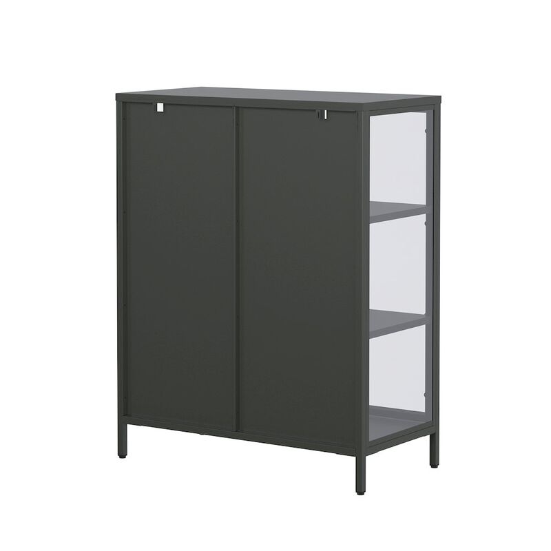 Glamour Home Benzion 39.96-inch Black Two Door Storage Cabinet with Clear Doors