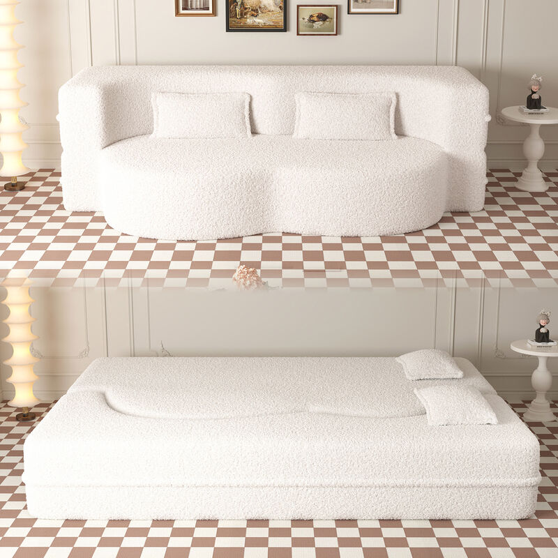 Merax Modern Floor Sofa with 2 Pillows