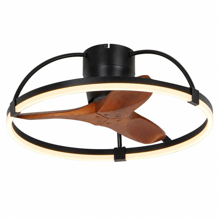 ELEMENT ACE 24 Inch Flush Mount Solid Wood Ceiling Fan with Light and Remote, 3000K-6000K Dimmable LED Low Profile Fandelier for Bedroom Kitchen Living Room