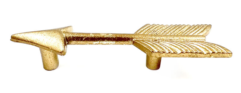 HomeRoots Set of Six Brass Cast Aluminum Arrow Drawer Pull Knobs image number 2