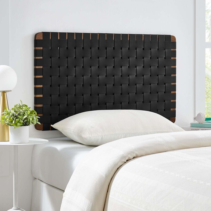 Sparta Weave Wall-Mount Vegan Leather Twin Headboard image number 1