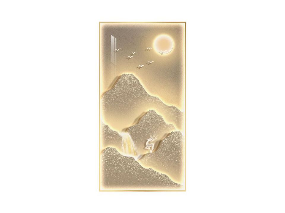 LED Lighted Mountain Wall Art Modern Landscape Canvas Decor for Living Room