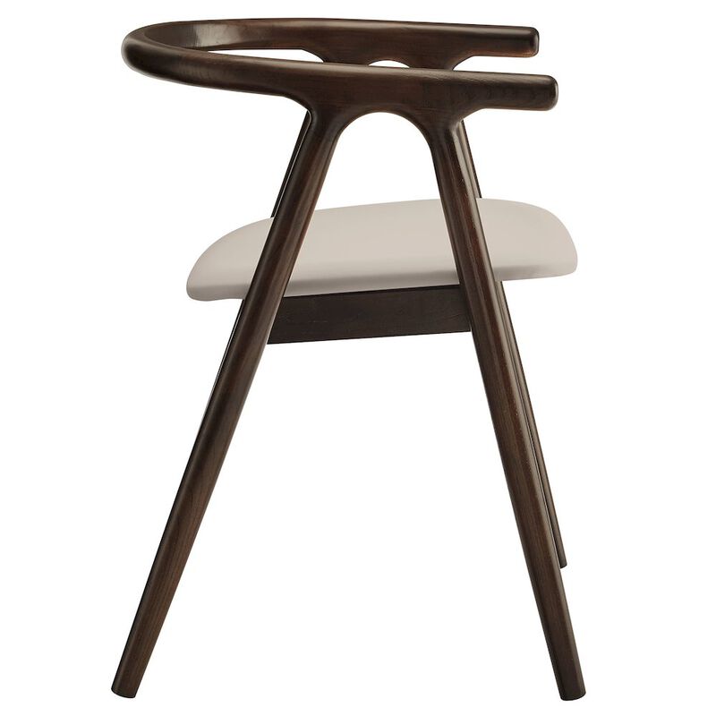 Modway Henry Solid Wood Curved Back Dining Chair in Black &ndash; Single Wood Dining Chair with Faux Leather Upholstered Seat &ndash; Modern Dining Room Armchair or Accent Chair image number 3