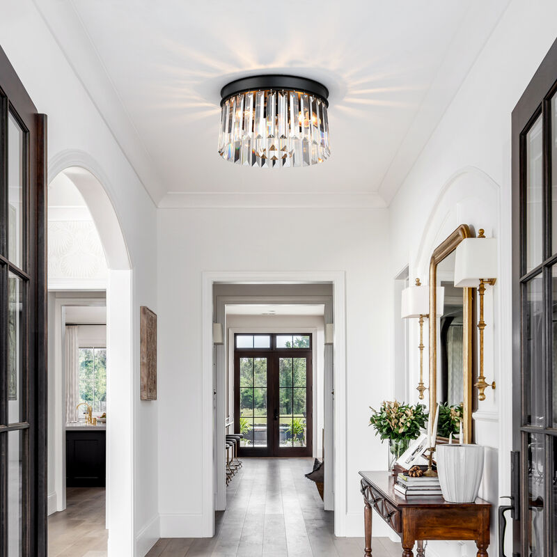 12 in. Modern Glam 3-Light Dimmable Crystal Flush Mount Ceiling Light image number 5