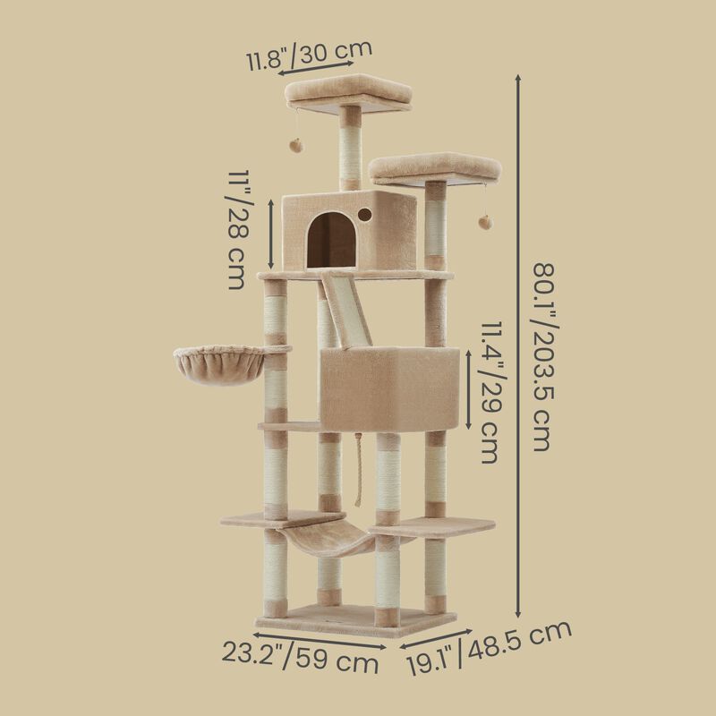 Large Cat Tree with Scratching Posts Hammock and Perches Indoor image number 2