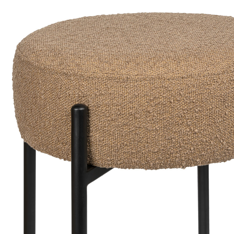 Paola Modern Minimalist Round Backless Metal/Bouclé Cushioned Counter Stool