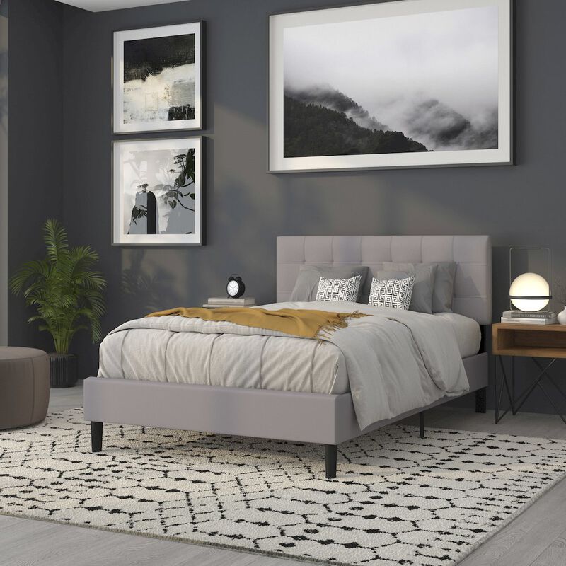 Flash Furniture Tufted Upholstered Full Size Headboard in Light Gray Fabric image number 8