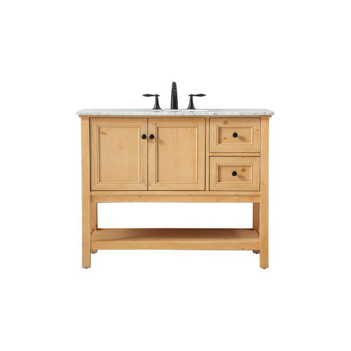 Elegant Kitchen and Bath 42 inch Single bathroom vanity in natural wood
