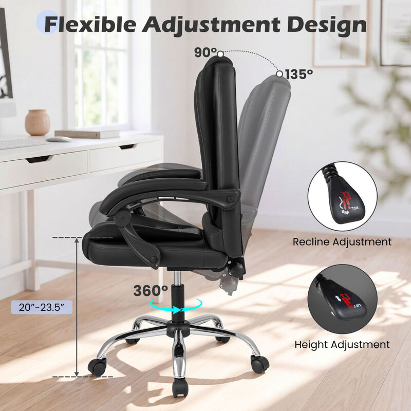 Ergonomic Executive Office Chair High Back with Armrests and Leather Seat image number 6