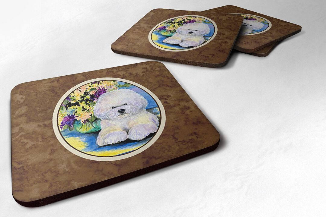 Caroline's Treasures SS8295FC Bichon Frise Foam Coasters (Set of 4), 3.5 H x 3.5 W, Multicolor