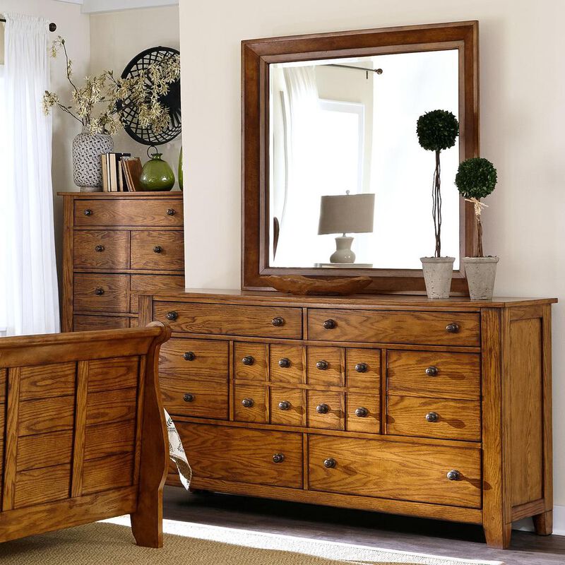 Liberty Furniture Grandpas Cabin Mirror in Aged Oak image number 3