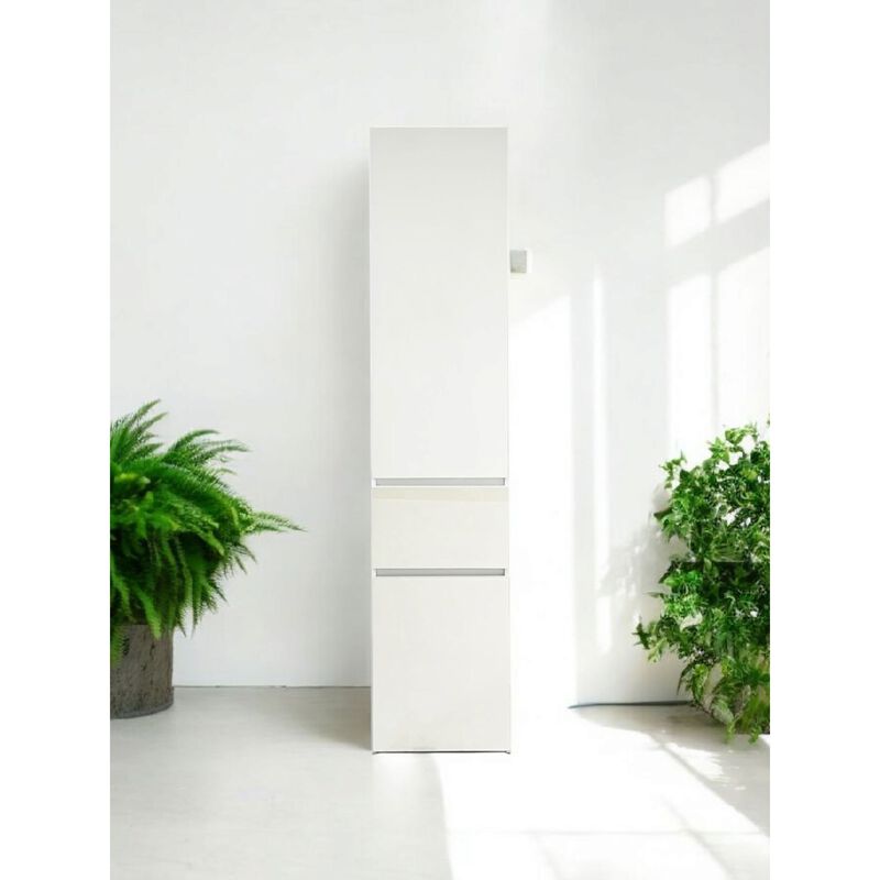 Ely Slim Closet Cabinet w Mirror, 1 Drawer, 75 Inch, White Melamine image number 1