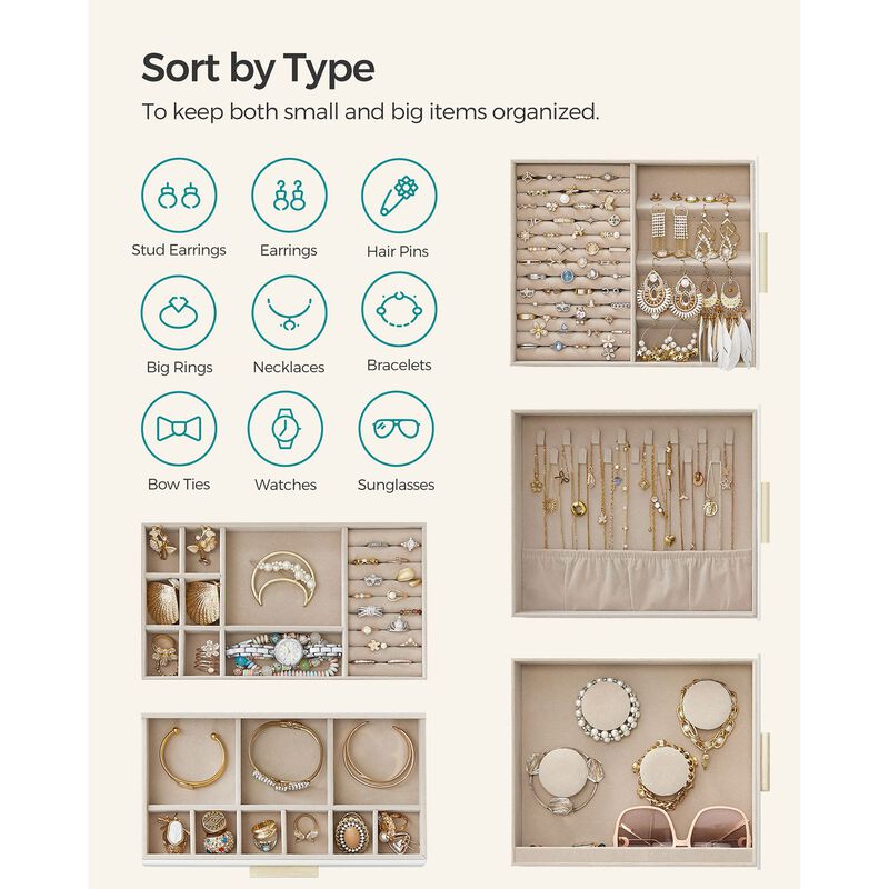 Elegant 5-Layer Jewelry Box with Glass Window, Vertical Storage Space, and Large Mirror