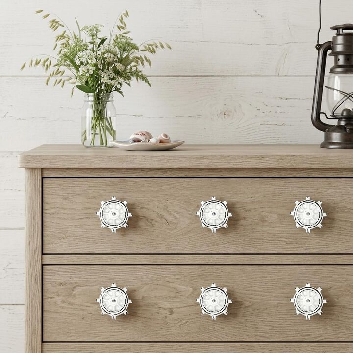 HomeRoots Set of Six White Iron Nautical Drawer Pull Knobs