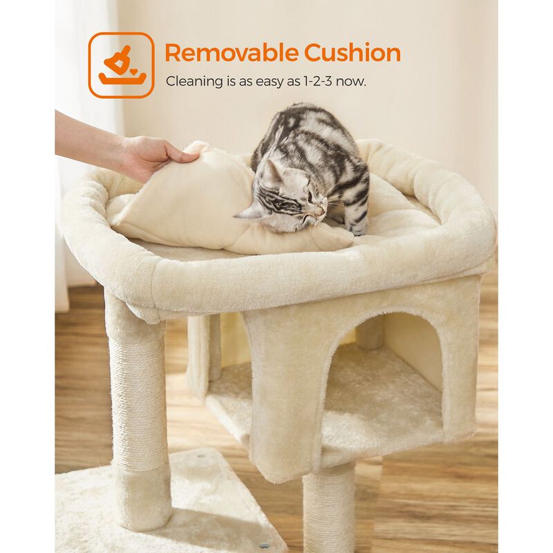 Cat Tree with Sisal-Covered Scratching Posts and 2 Plush Condos image number 7
