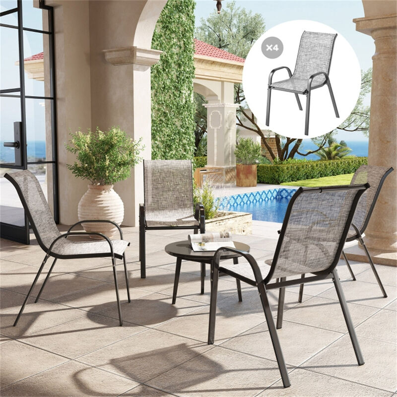 Set of 4 Outdoor Dining Chairs, Durable and Comfortable Seating for Patio or Backyard image number 1