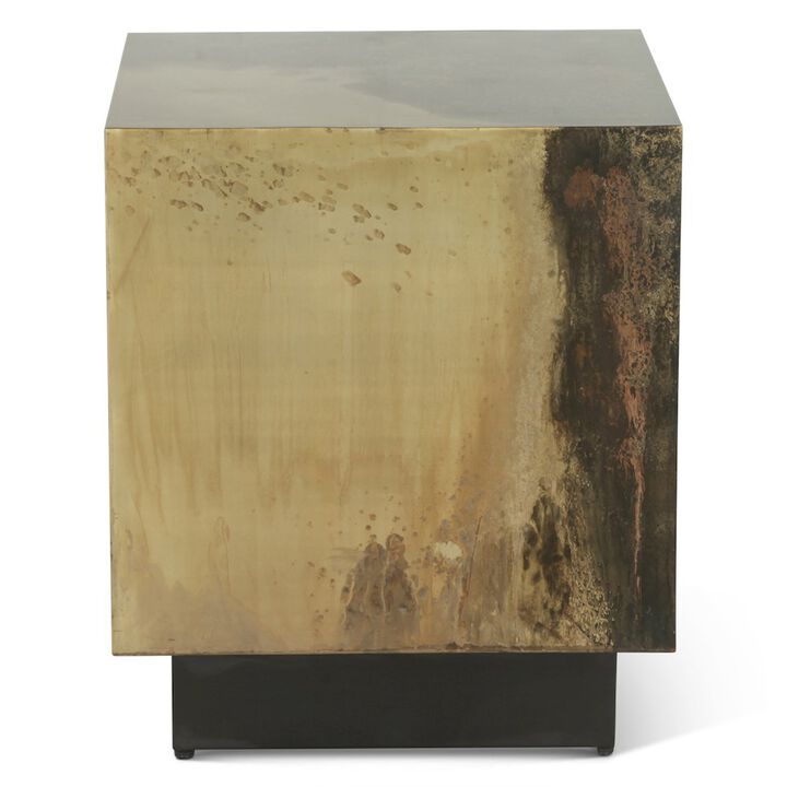 World Interiors St. George Square Side Table in Oxidized Copper