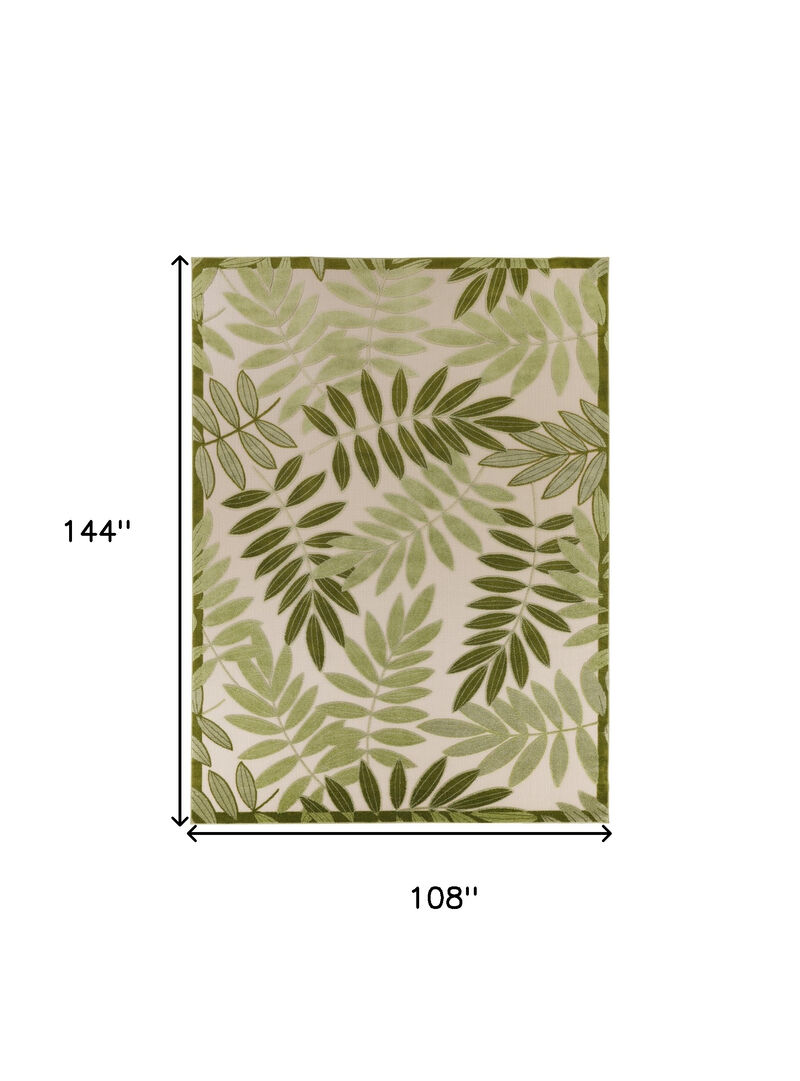 HomeRoots 9' X 12' Ivory And Green Palm Leaf Indoor Outdoor Area Rug image number 6