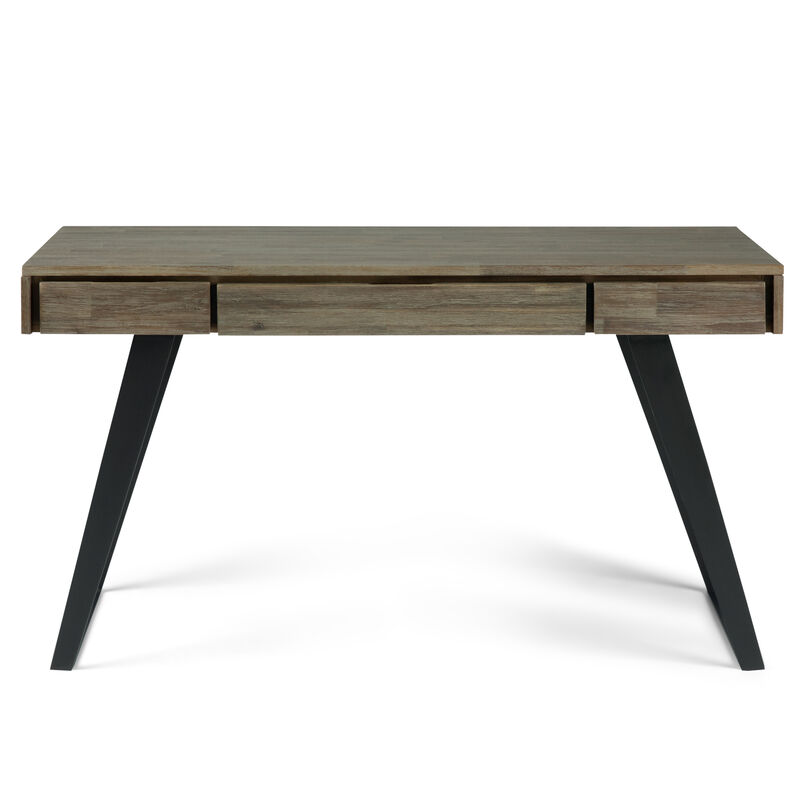 Lowry SOLID ACACIA WOOD Modern Industrial Wide Desk image number 2