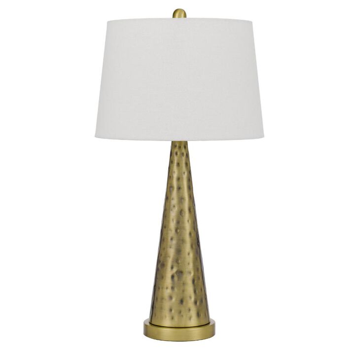 Hivvago 27" Antiqued Brass Metal Geometric Table Lamp With White Empire Shade