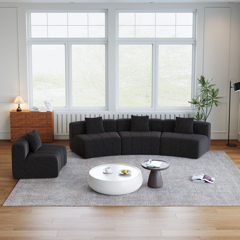 Figkos Morden Chenille curved sectional sofa image number 1