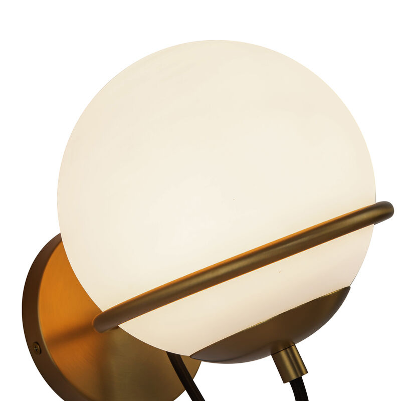 Alba 7-in Aged Brass/Opal Glass 1 Light Damp-Rated Wall/Vanity Light image number 5